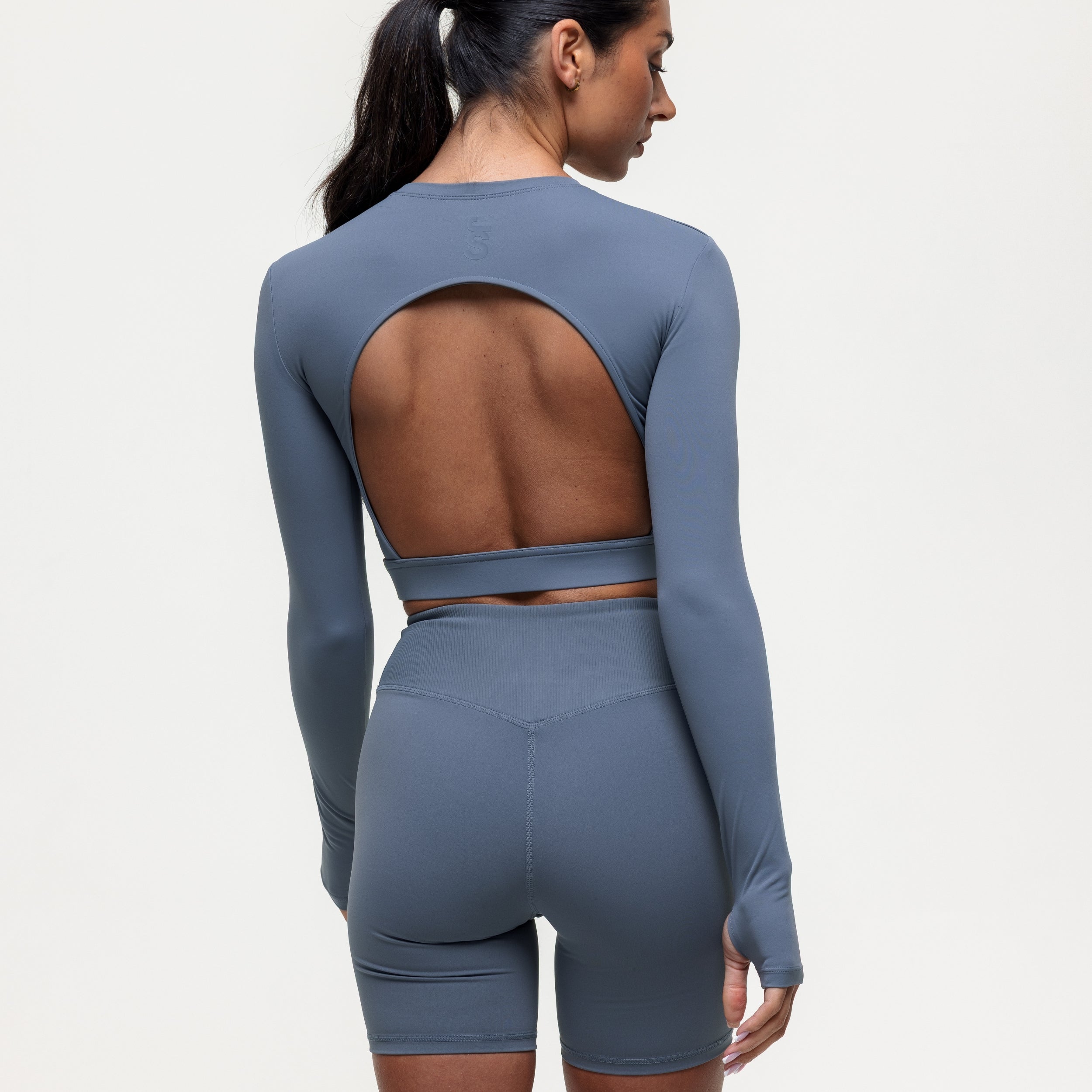 Karma Long Sleeve Crop Top - Graphite