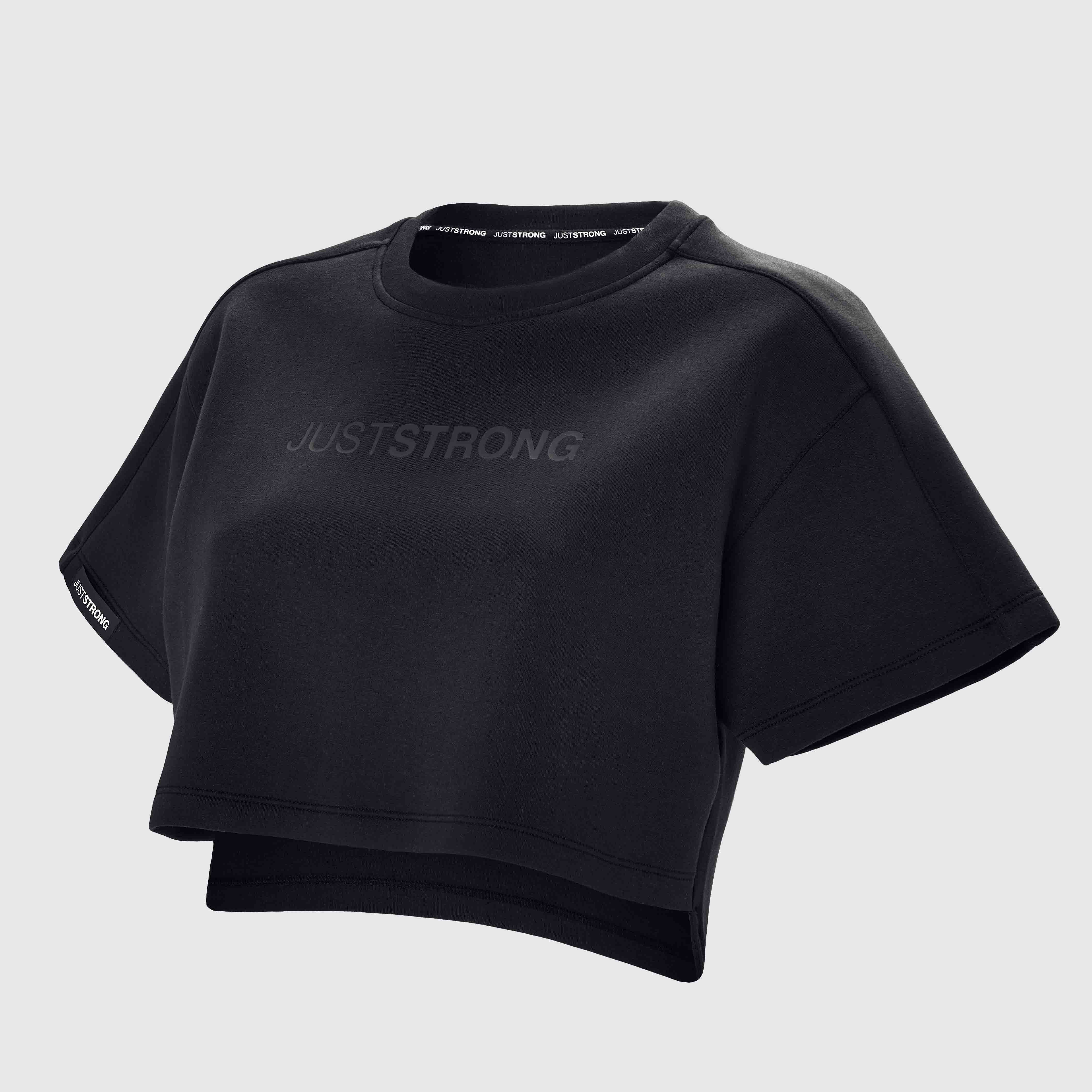 Black Oversized Athletic Cropped Tonal T-Shirt