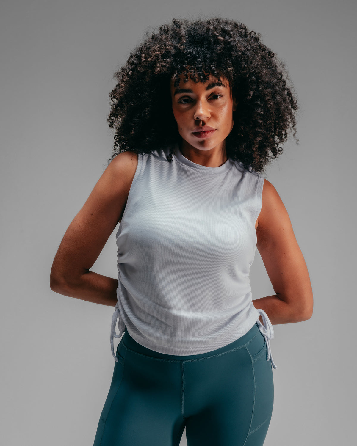 Cropped Ruched Vest - White