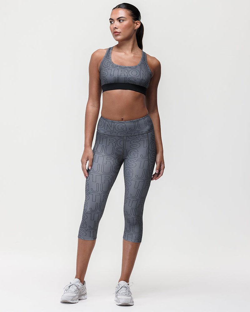 Printed Motion Light Support Bra - Slate/Black