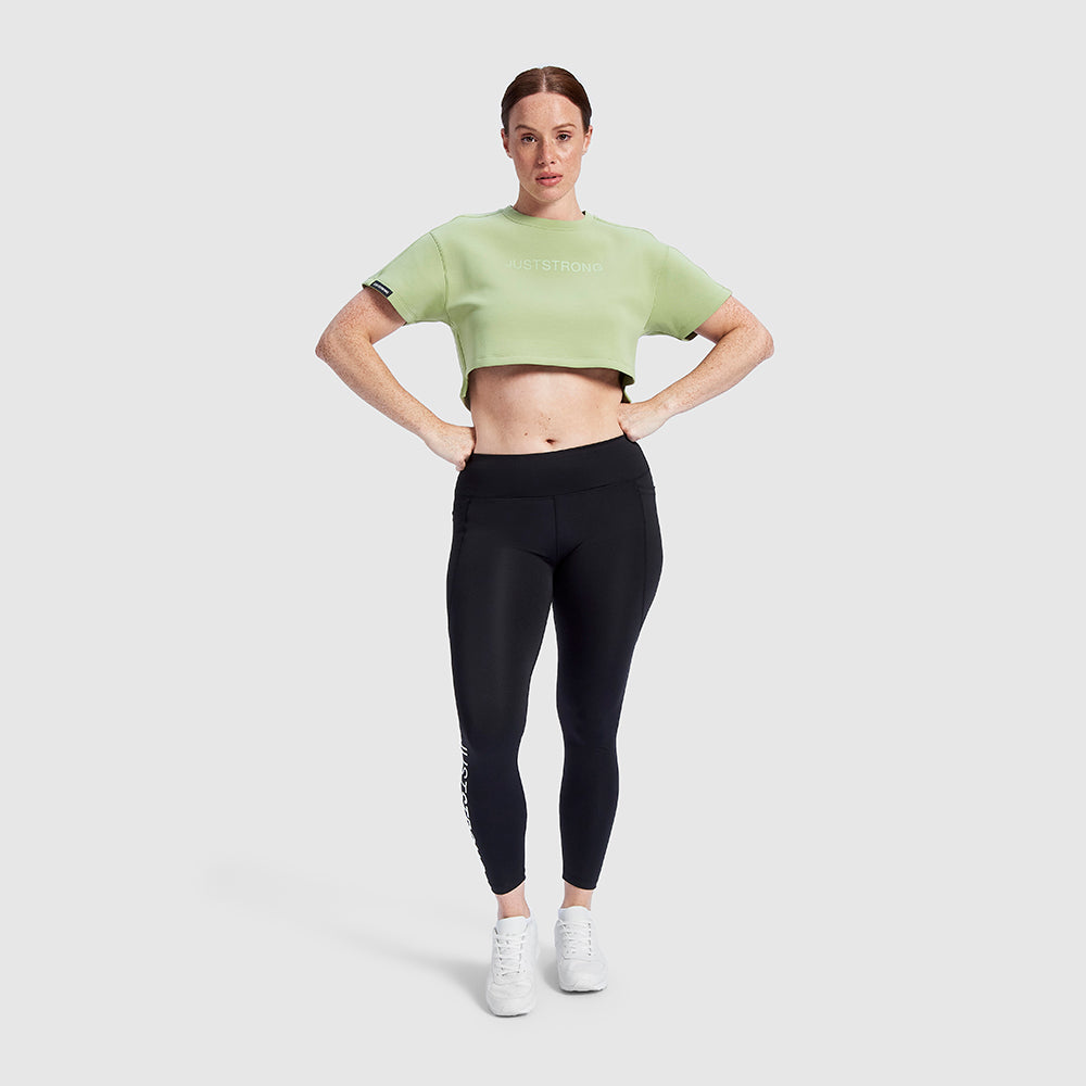 Lime Green Oversized Athletic Cropped Tonal T-Shirt