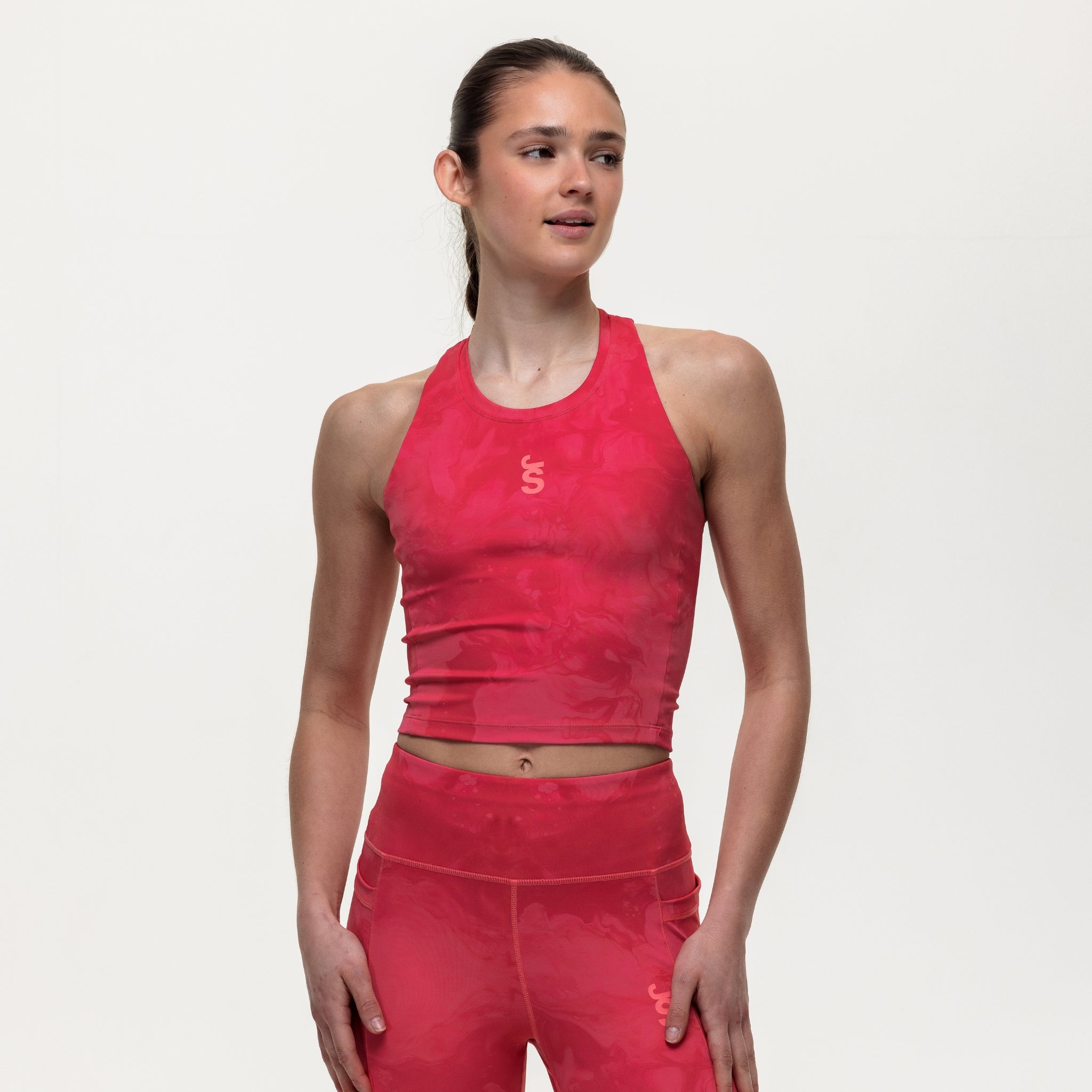Training Crop Tank - Coral Marble