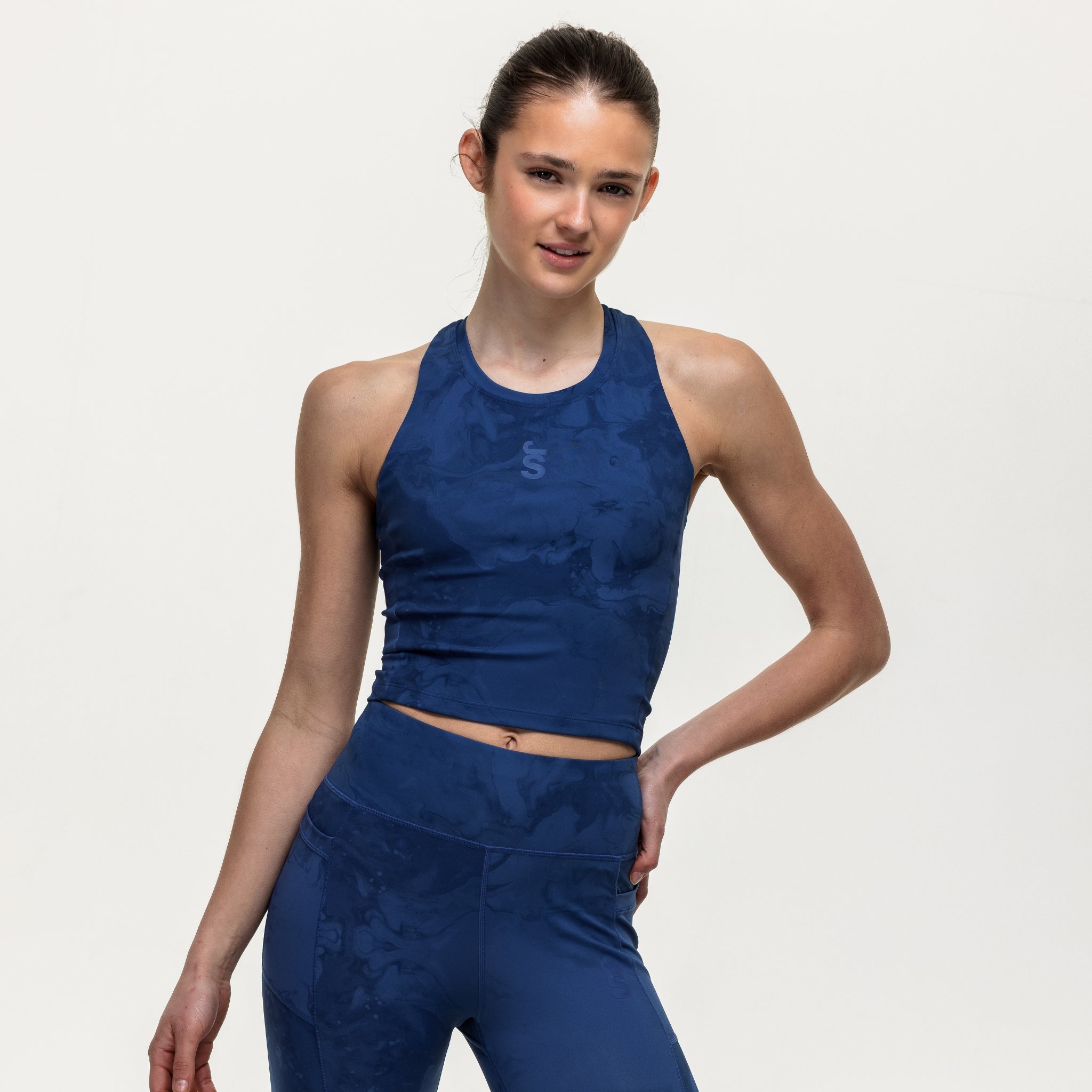 Training Crop Tank - Indigo Marble