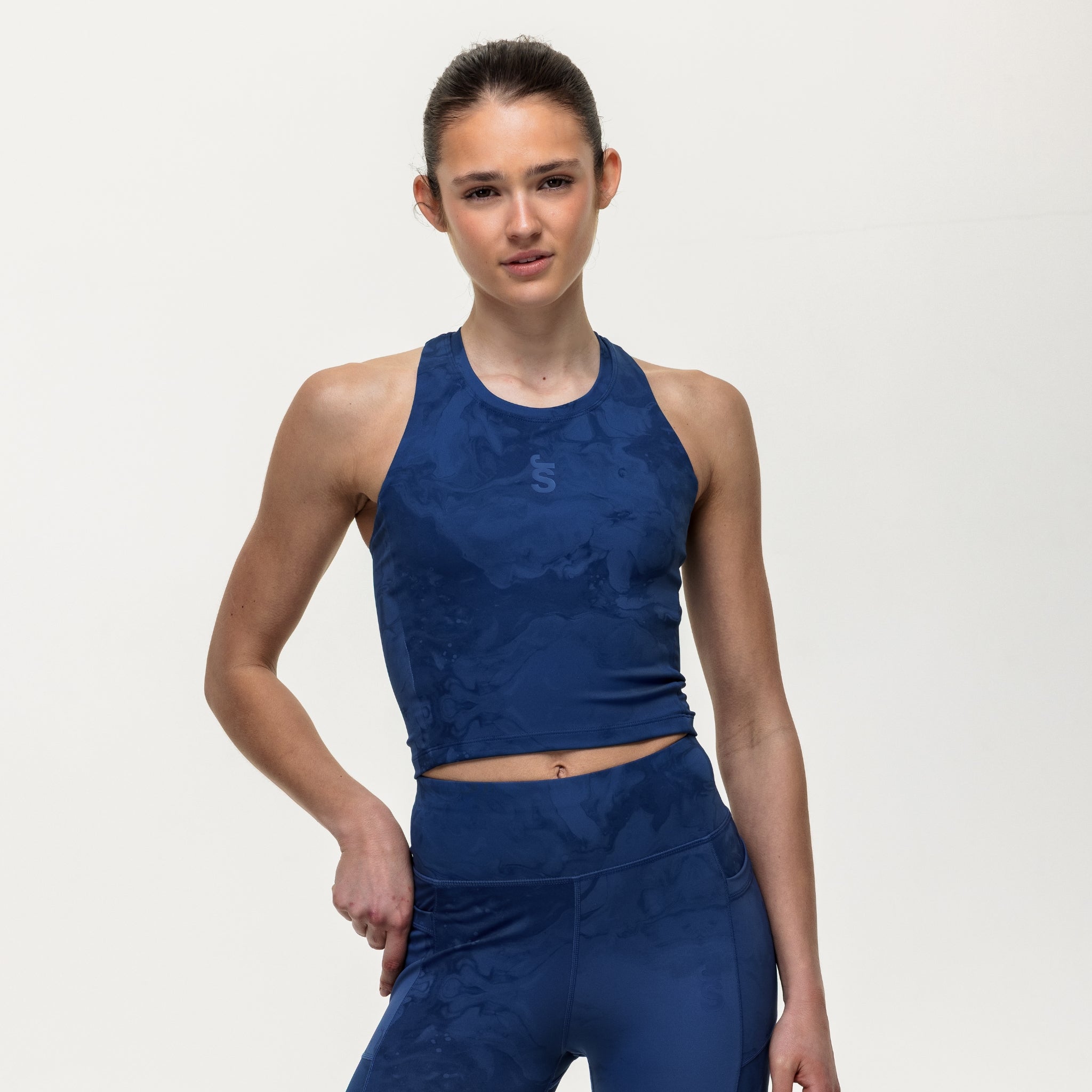 Training Crop Tank - Indigo Marble