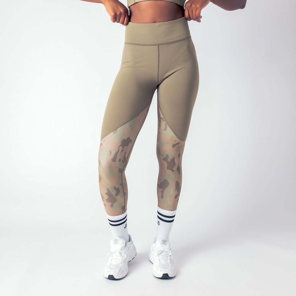 Vertex Camo High Rise Leggings - Military Green